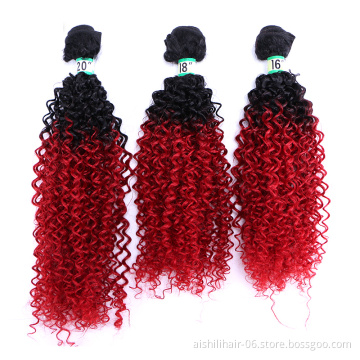 AiShiLi Hair Factory Wholesale Two-tone Jerry Curly  Crochet Braid Heat Resistant Sythnetic Hair Extension wig